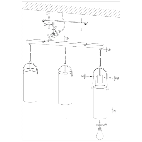 Potrójna lampa wisząca Glory 108219 Markslojd loftowa szklana czarna