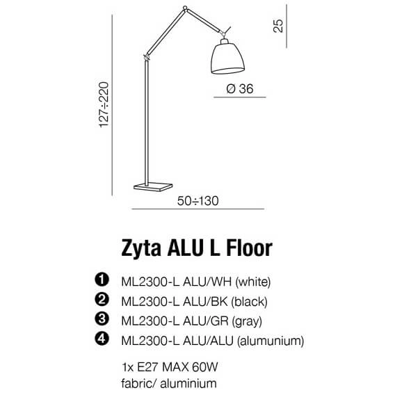 Metalowa lampa podłogowa zestaw Zyta AZ2310+AZ2593 loft do salonu aluminium