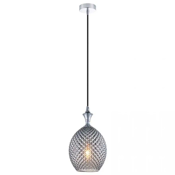 Szklana lampa wisząca 1987 do salonu przydymiona chrom