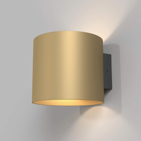Lampa ścienna tuba Rond C066WL-01MG Maytoni okrągła do salonu złota