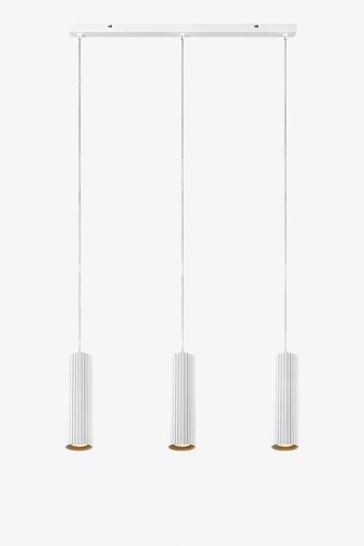 Wisząca lampa 3-punktowa Costilla białe tuby nad stół