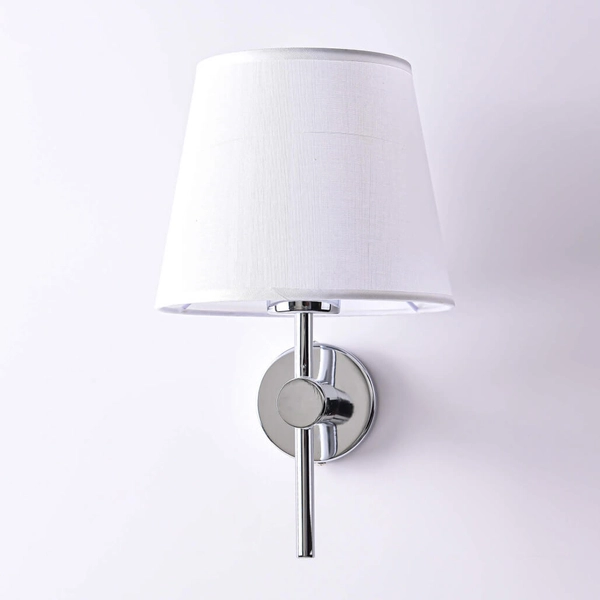 Abażurowa lampa ścienna TIVOLI LP-1133/1W CH Light Prestige metalowa oprawa kinkiet chrom biały