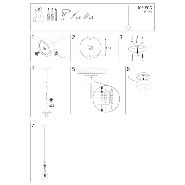 Sufitowa lampa łazienkowa Ice Egg 8124 IP44 jajo metalowa biały czarny