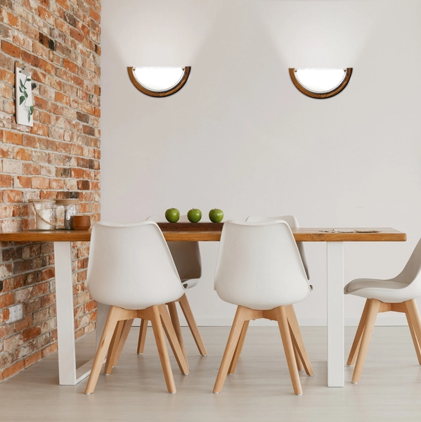 Plafon do jadalni 11-32457 Candellux szklany klosz dębowy