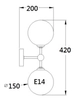 Złoty kinkiet DORADO LP-002/2W Light Prestige szklane kule molecular