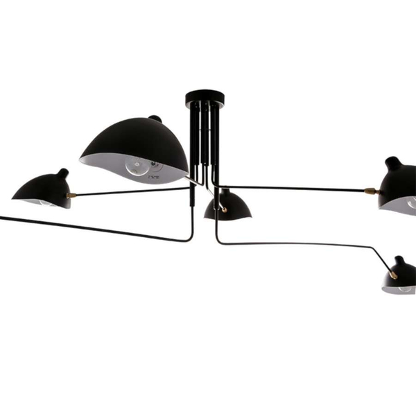 LAMPA sufitowa DAVIS MDE610/4+2 Italux metalowa OPRAWA na wysięgnikach retro czarna