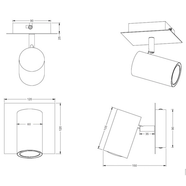 Regulowany kinkiet ścienny MARLEY 802400101 Trio tubka metalowy biały