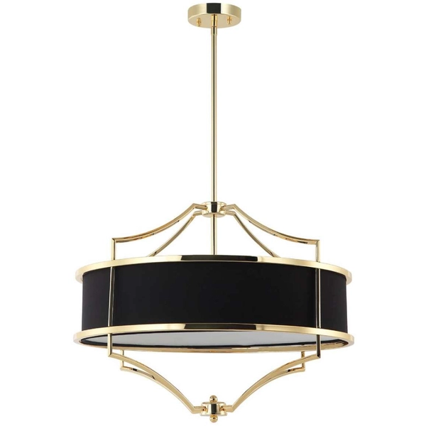LAMPA okrągła Stesso Gold Nero M Orlicki Design wisząca OPRAWA w stylu klasycznym abażurowa czarna złota OUTLET