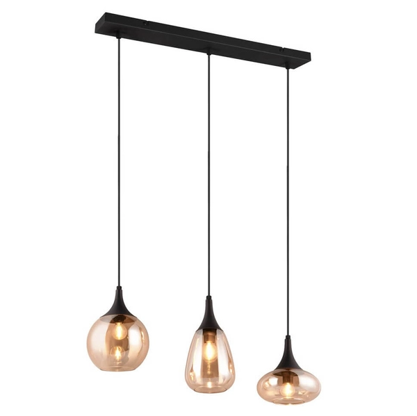 Potrójna lampa nad stół VESTARI DL313317000 szkło czarna bursztynowa