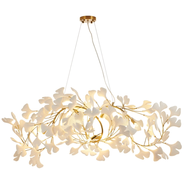 Dekoracyjna lampa wisząca Botanika XY080P-120 Step liście ceramika biały złoty