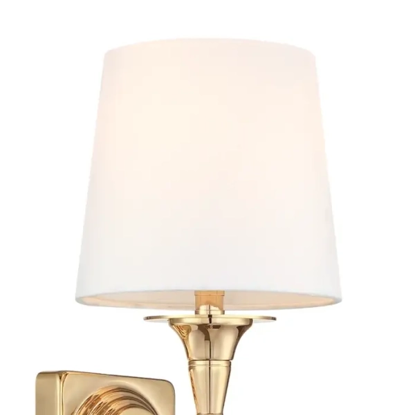 Abażurowa lampa ścienna AUSTIN W01125AU-WH do salonu złoty biały