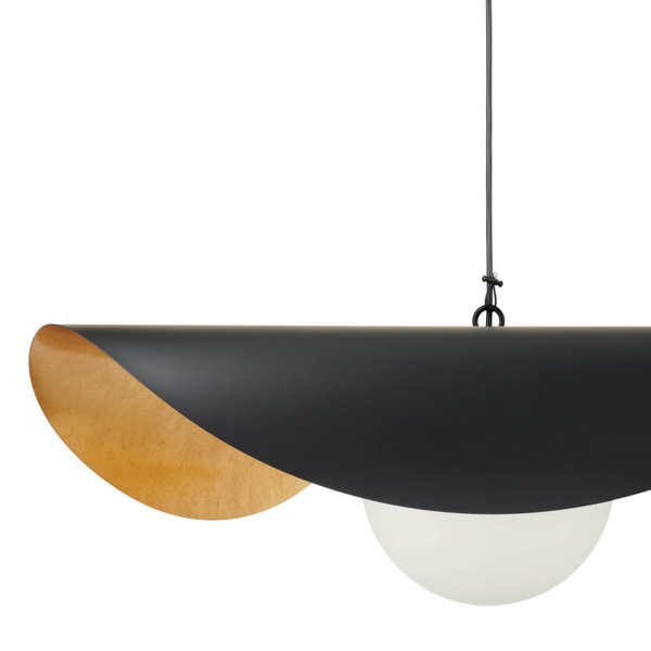 Wisząca lampa kapelusz ENZO ST-F22020601-D40 black szklana czarny złoty