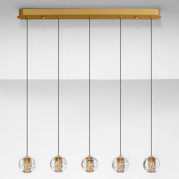 Wisząca lampa na belce CUYO LE44720 LED 16W 3000K balls złota przezroczysta