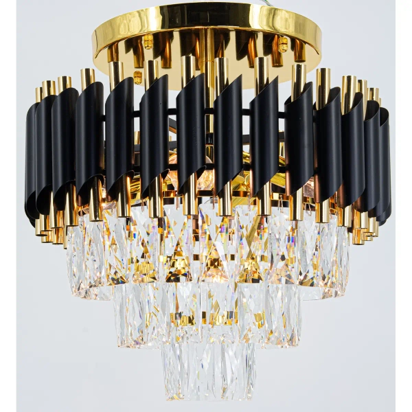 Salonowy plafon nad stół Toledo 6260/4B TR BL kryształowy złoty czarny
