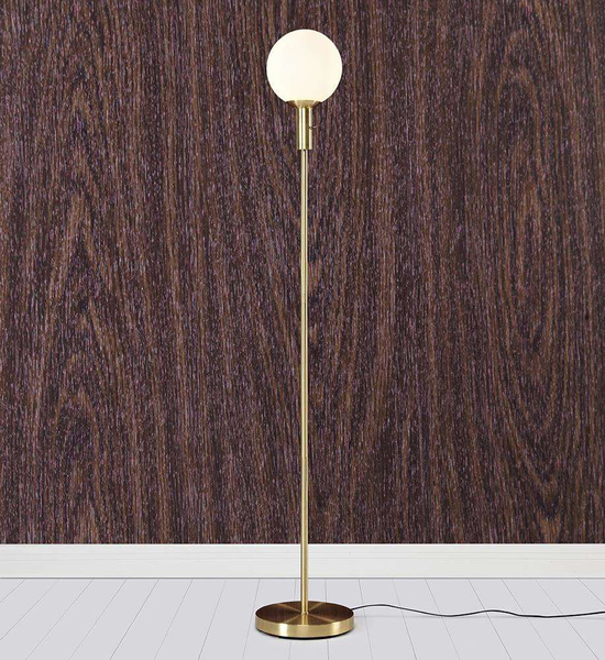 Stojąca LAMPA podłogowa MINNA 106867 Markslojd szklana OPRAWA do salonu kula ball mosiądz biała