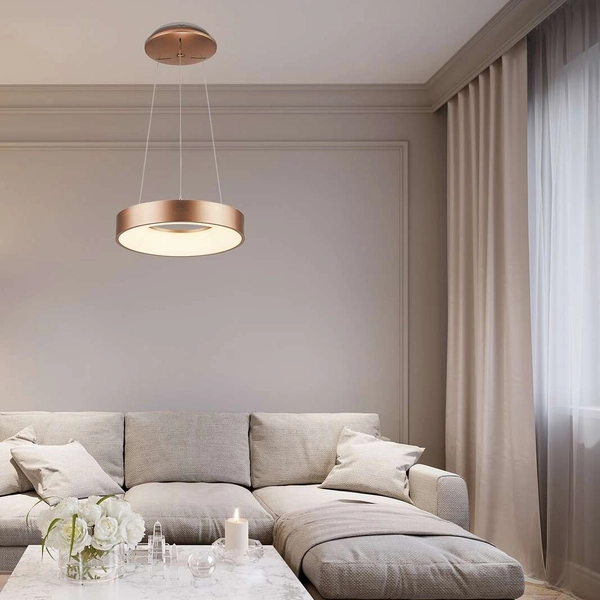LAMPA wisząca CARMELLA 5054 Rabalux okrągła OPRAWA metalowa ZWIS LED 50W 4000K pierścień ring złota