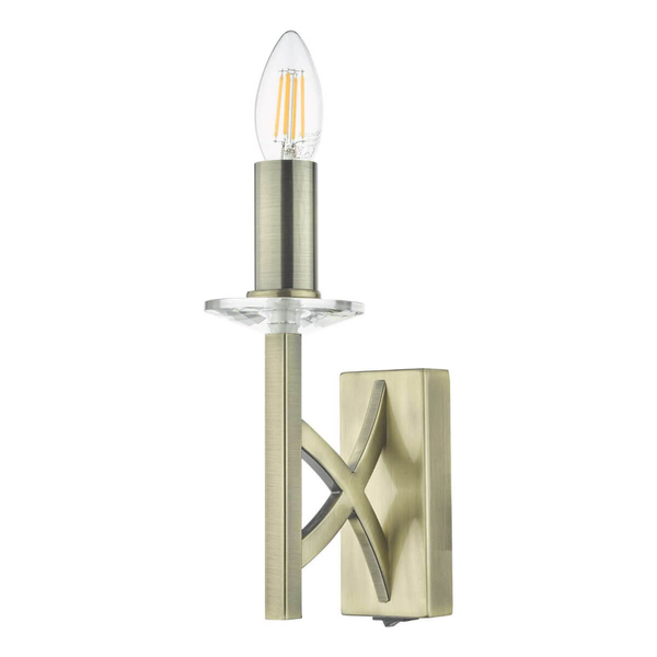 Oprawa ścienna Lyon LYO0775 Dar Lighting do przedpokoju kryształ mosiądz