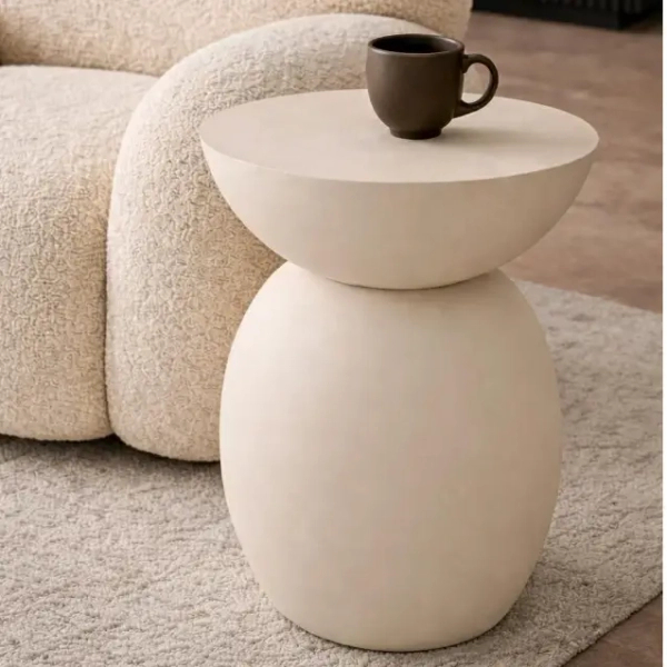 Okrągły stolik kawowy ARENE MM001501100324 beżowy z tworzywa 39cm