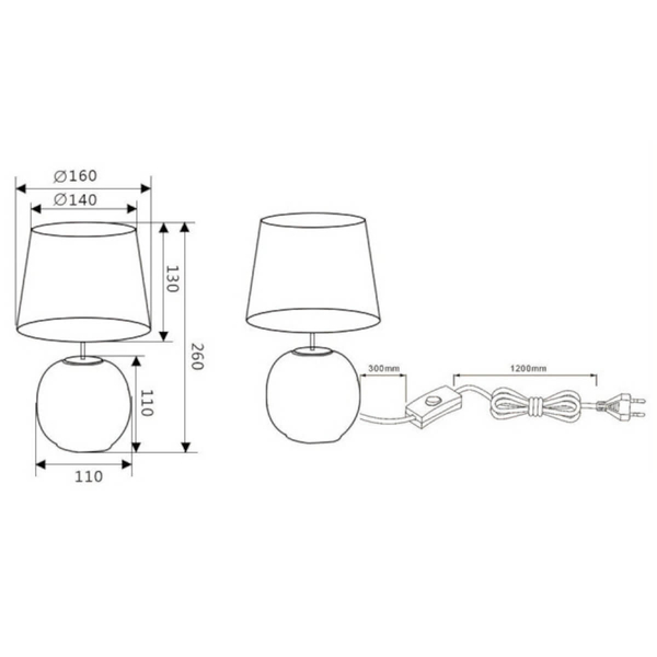 Ceramiczna lampka nocna EUDORA DL002-50821 z abażurem czarna złota
