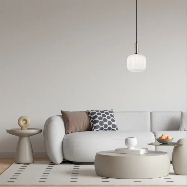 Wisząca lampa kula nad stół Penzi PND-31981-1S-SC-WH srebrna biała