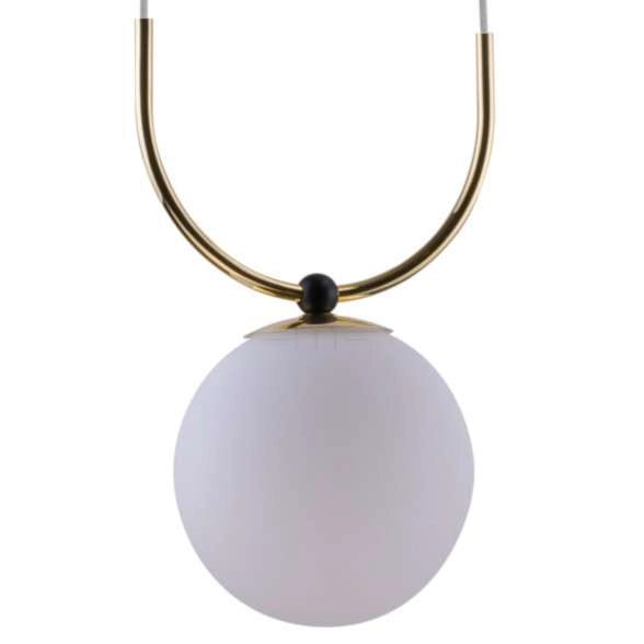 Lampa wisząca BALOS 0409 modernistyczna szklana kula ball zwis biały złoty