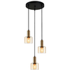 Salonowa lampa wisząca Santia PND-65342-3A-BRO+AMB szklana do salonu miedziana bursztynowa