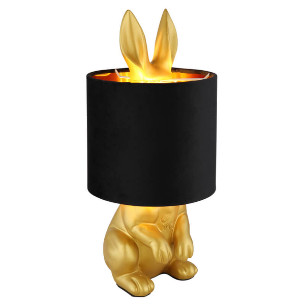 Dziecięca lampka nocna Rabbit 21633G królik z abażurem złoty czarny