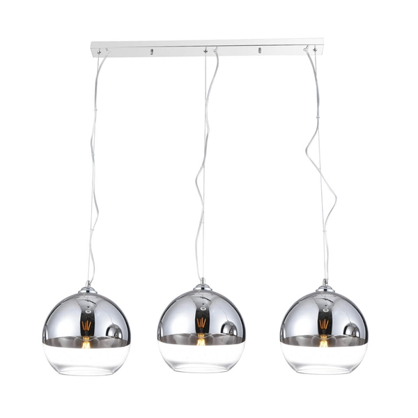 Kuchenna lampa wisząca Silver Ball szklane kule loft chrom