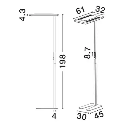 Podłogowa lampa dotykowa CENZIRA LE45413 LED 77W 4000K na biurko biała