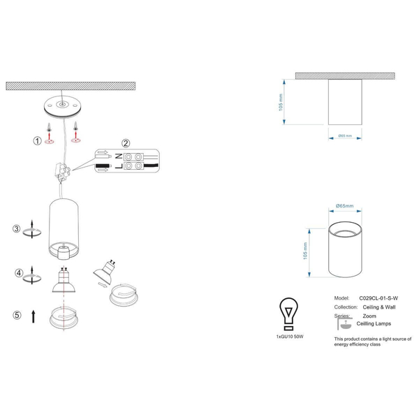 Nasufitowa lampa Zoom C029CL-01-S-W Maytoni łazienkowa IP65 biała