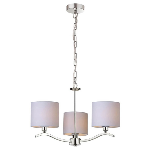 Abażurowa lampa wisząca Carmen na łańcuchu chrom beżowa