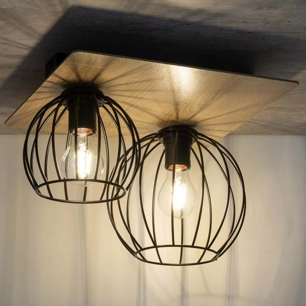 2-punktowa lampa sufitowa Cyber 32358 klatki czarne do salonu