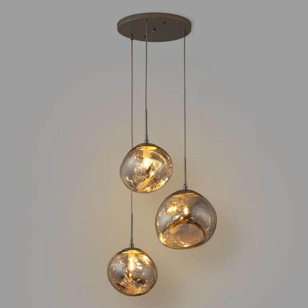 Kaskadowa lampa wisząca Sfero ABR-Z3S-E28 Abruzzo bańki srebrna