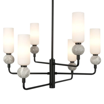 Żyrandol do sypialni Santos PND-95331-6-BK tuby białe szare czarne