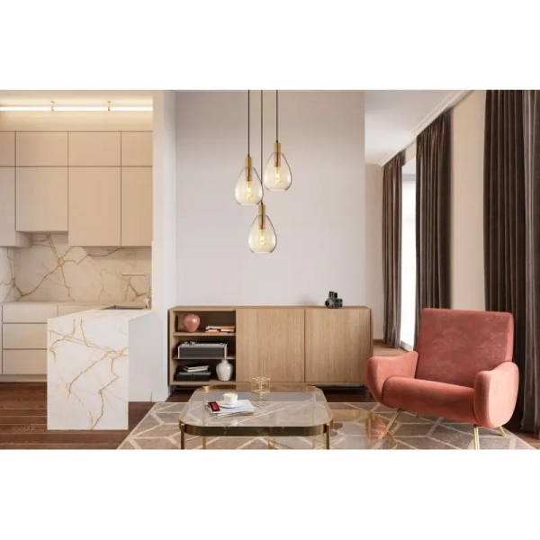 Lampa kaskadowa wisząca Zulo PND-27812-3A-BRO-AMB Italux drops bursztynowa