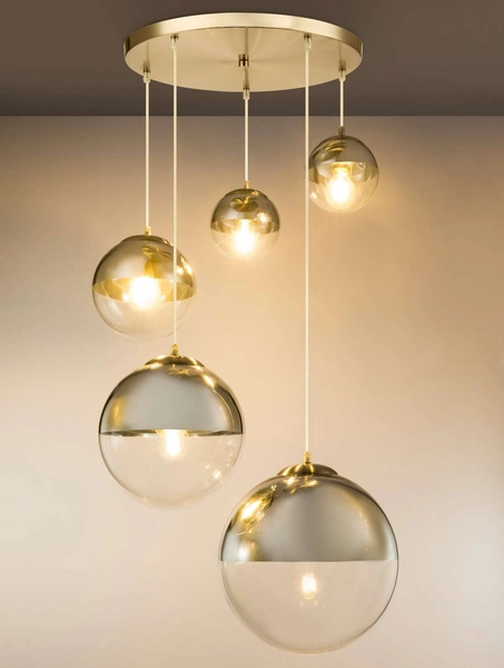 LAMPA wisząca VARUS 15851-5 Globo szklana OPRAWA zwis kaskada szklane kule balls chrom przezroczyste