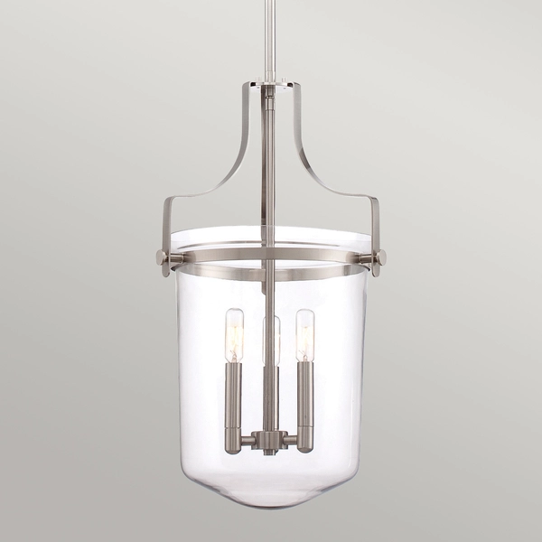 Lampa wisząca Penn Station QZ-PENN-STATION-M-BN Quoizel przezroczysta nikiel