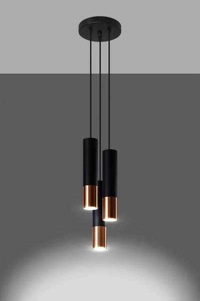 Loftowa LAMPA wisząca SL.0949 modernistyczna OPRAWA metalowy ZWIS kaskada czarna miedź