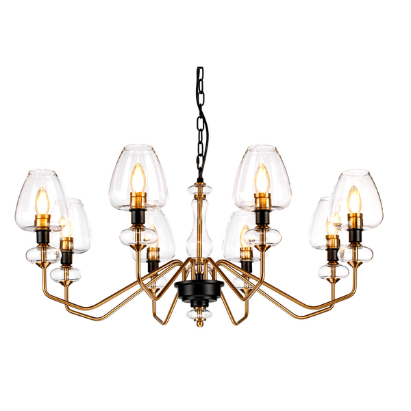 Industrialna lampa wisząca Armand DL-ARMAND8-AB Elstead metalowa złota czarna