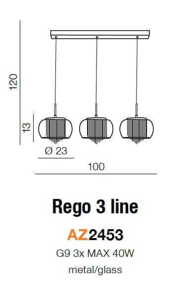 3-płomienna lampa wisząca Rego do holu z kryształkami chrom