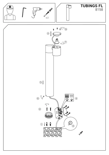 Ogrodowy słupek Tubings 8158 regulowana lampa zewnętrzna czarna