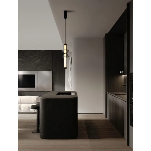 Wisząca lampa podłużna GLORICA LE45191 LED 15W 3000K szklana szara