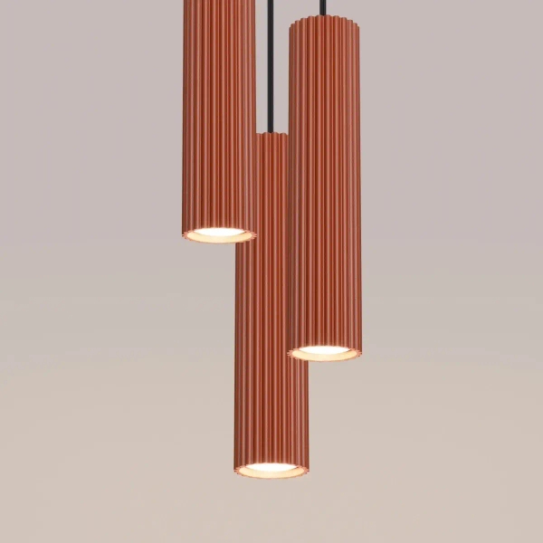 Wisząca lampa do sypialni KARBON SL.1633 potrójna tuby terakota