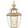 Zewnętrzna LAMPA wisząca QZ-NEWBURY8-L-PB Elstead QUOIZEL klasyczna OPRAWA szklany ZWIS na łańcuchu IP23 mosiądz przezroczy