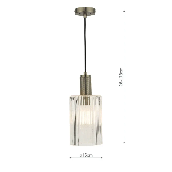 Industrialna zwisająca lampa Nikolas NIK0167-E01 ryflowane szkło chrom