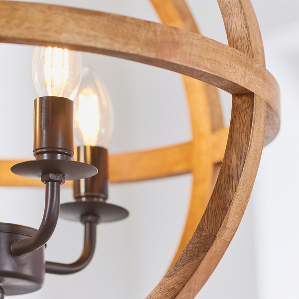 Wisząca lampa Toba 73575 Endon klatka na łańcuchu czarna drewno