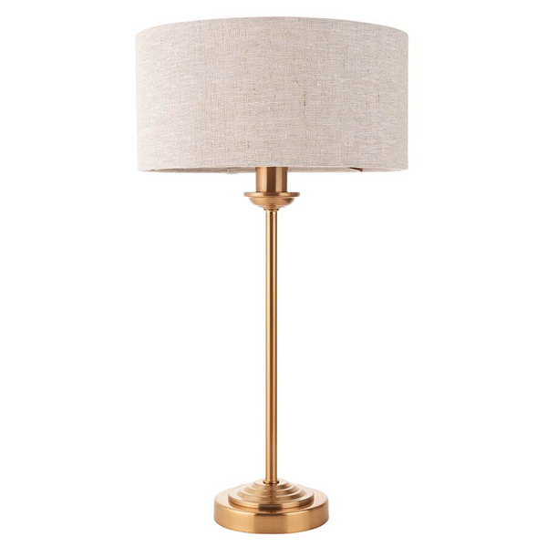 Nocna lampka z abażurem Highclere 110728 na komodę mosiądz beżowa