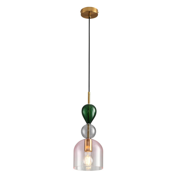 Lampa wisząca szklana PASTELLO ST-DN345B do jadalni różowa szara zielona