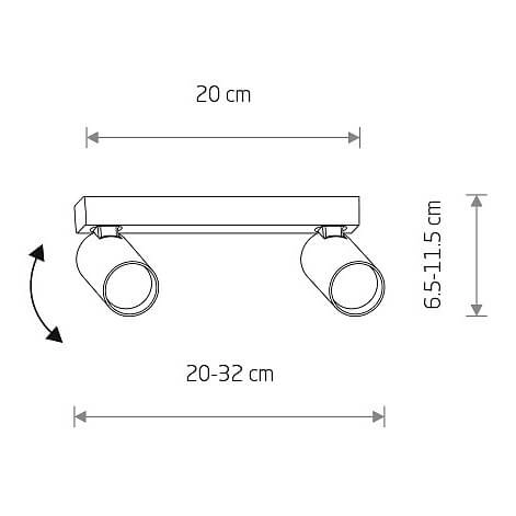 Sufitowa lampa podwójna Fourty 11466 z regulacją do gabinetu ciemnoszara