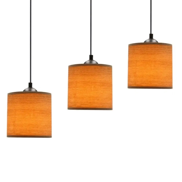 Potrójna lampa wisząca LEGNO 33-18335 z abażurami brązowa czarna